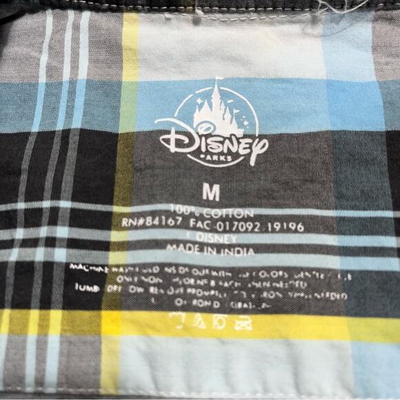 Disney Blue, Grey, and Yellow Plaid Short Sleeve Button Down Shirt size Medium - Picture 9 of 10